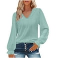 thumbnail image 2 of Antinious Womens Tops Solid V Neck Pullover Long Sleeve Casual Shirts,Winter Sweatshirt for Women,Going Out Tops for Women,Green,S, 2 of 5