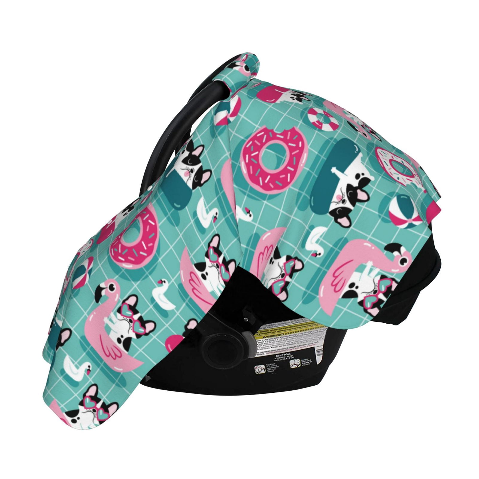Naloa Dogs With Swimming Baby Car Seat Cover, Breathable Baby Carrier Cover, Multiuse Baby Carrier Cover & Nursing Breastfeeding Cover
