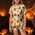 thumbnail image 2 of UAYOTSE Kids Collared Satin Pajama Set, Easy Button‑Front Short‑Sleeve Top and Sleep Shorts, Soft Loungewear for Girls All‑Season Use Size 4-5 Years, 2 of 5