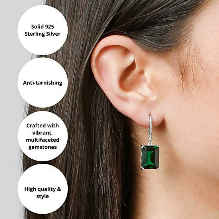 Sterling Silver White Topaz and Diamond Halo-Style Leverback Earrings Sterling Silver White Topaz and Diamond Halo-Style Leverback Earrings