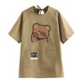 thumbnail image 1 of Delantal impermeable de manga corta con diseño de oso de dibujos animados, 1 of 1