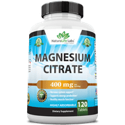 Magnesium Citrate 400 mg - 120 tablets Elemental Magnesium Supports Function of muscles, bones, heart Non-GMO per serving