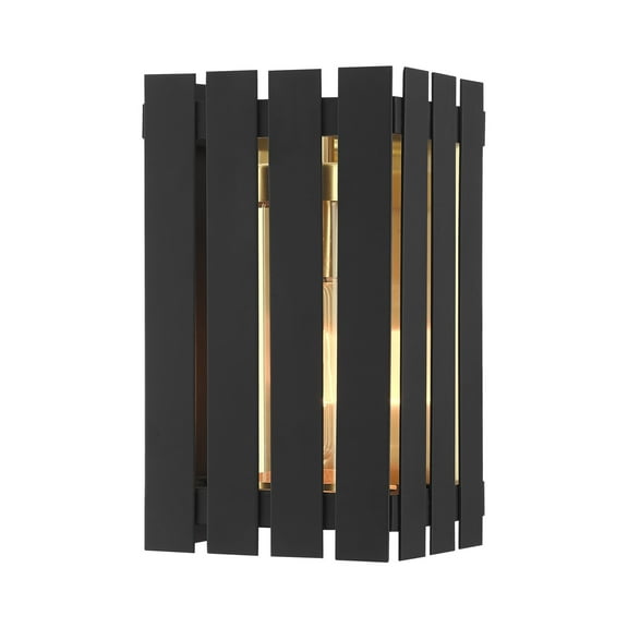 20751-04-Livex Lighting-Greenwich - 10 One Light Outdoor Wall Lantern Black/Satin Brass Finish with