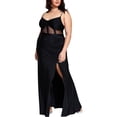 thumbnail image 1 of Emerald Sundae Robe Corset Mi-Mollet en Maille pour Femme, Noire, Grande Taille, 24W, 1 of 1