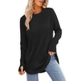 thumbnail image 2 of ZhenYing Womens Tops Dressy Casual, Womens Tunic Tops to Wear with Leggings Long Sleeve Thumb Hole Shirts Crew Neck Curved Womens Long Sleeve Tops, 2 of 7