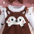 thumbnail image 5 of TOWED22 Baby Girl Clothes Romper Ruffled Long Sleeve Love Fall Winter Outfits with Bow Headband 0-18 Months,Brown,12-18 M, 5 of 6