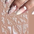 thumbnail image 3 of Pegatinas de uñas con flores de encaje blanco mate, 2 piezas, 3 of 6