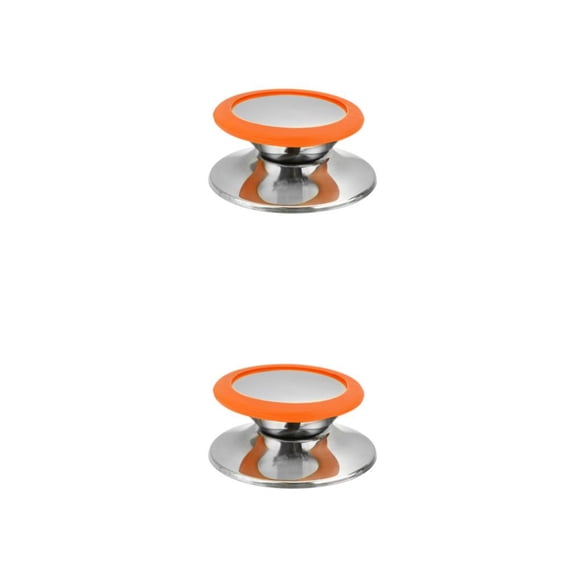 Perilla Universal de Acero Inoxidable Yuarrent para Tapa de Olla Antiquemaduras Naranja Grande 2piezas