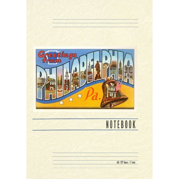 Vintage Lined Notebook Greetings from Philadelphia, Pennsylvania, (Paperback)