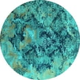 thumbnail image 1 of Ahgly Company Indoor Round Oriental Turquoise Blue Industrial Area Rugs, 5' Round, 1 of 4