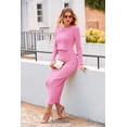 thumbnail image 3 of Conjunto de Suéter para Mujer PRETTYGARDEN Top Corto y Falda de Punto en Rosa Talla S, 3 of 8
