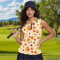 thumbnail image 2 of Yuyamidu Fall Pumpkin Sleeveless Golf Shirts for Women, Quarter Zip Breathable Quick-dry Fabric, Regular Fit For All Body Types, Suitable for Golf Tennis, For Thanksgiving Themed Sportswear, 2 of 8