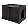 thumbnail image 3 of Unipaws Designer Cat Washroom Storage Bench, Litter Box Cover with Sturdy Wooden Structure, Spacious Storage, Easy Assembly, Fit Most of Litter Box, Espresso, 3 of 13