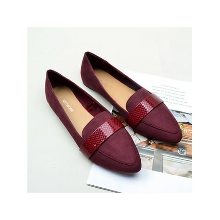

Gomelly Women Flats Comfortable Walking Shoes Slip On Penny Loafer Fashion Loafers Ladies Women s Dress Shoe Wine Red 8
