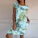 thumbnail image 1 of Vestido Suelto Estampado Puntoco de Manga Corta con Cuello Redondo y Bolsillos Azul Cielo XXXL, 1 of 7