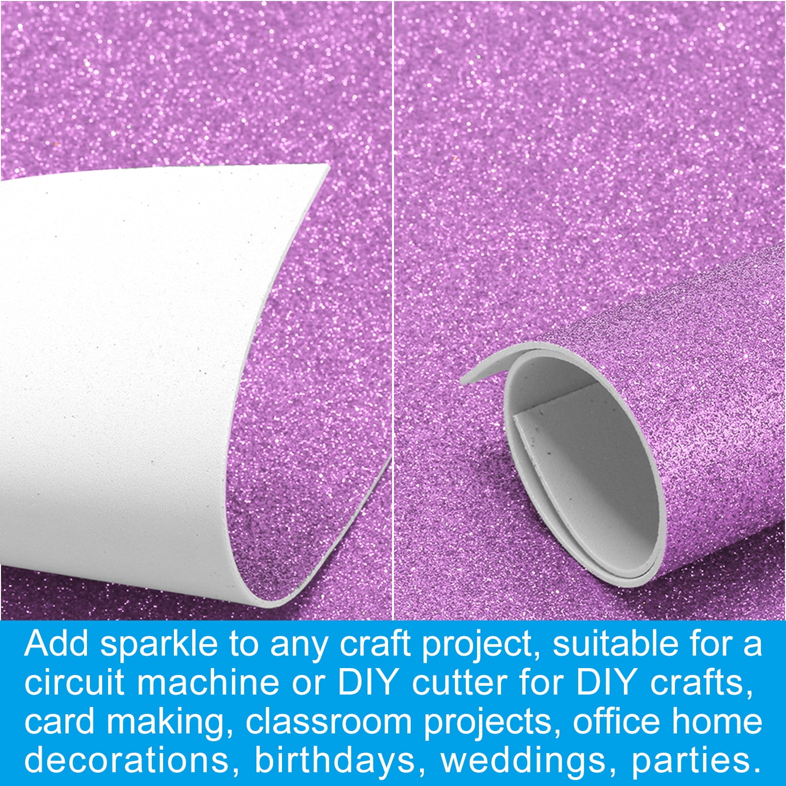 Uxcell 2mm(1/10") Thick Adhesive Glitter Foam Sheet 16x24inch(40x60cm) Dark Purple, EVA Shiny Foam Board for Craft, 6 Pcs
