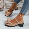 thumbnail image 5 of Women's Bow Heel Vintage Mary Jane Mid Chunky Heel Dress Shoes Women's Block Heel Round Pumps Closed Toe Dress Shoes, 5 of 9