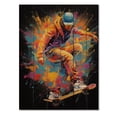 thumbnail image 3 of Designart "Defying Gravity on a Skateboard II" Sports Print on Natural Pine Wood, 3 of 5