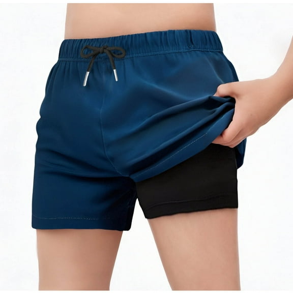 Swim Shorts for Girls Quick Dry High Waisted Trunks with Compression Liner Drawstring Beach Board Shorts Swim Bottoms