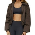 thumbnail image 1 of Chaqueta Corta Holgada para Mujer, con Cremallera, Cortavientos, Cálida, Ideal para Deportes Al Aire Libre y Correr Café Marrón S, 1 of 7