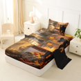 thumbnail image 2 of Manfei Black Bear Twin Sheets,Autumn Deer Pattern Bedding,3 Pieces,1 Fitted Sheet and 1 Pillowcase, 2 of 6