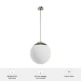 thumbnail image 7 of Hunter - Hepburn 3-light Brushed Nickel, Medium Size Pendant Light, Dimmable, Mid Century Modern Style, Globe Shaped, for Bedrooms, Dining, Living Rooms - 19851, 7 of 7