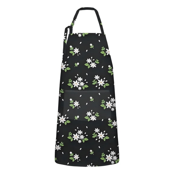 Pioneer Flower Floral Print Pattern Apron-Garden Aprons for Women with Pockets-Cotton Linen Waterproof Kitchen Cooking Gardening Aprons Adjustable for Kitchen,Cooking,BBQ and Salon 33x27 Inch