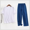 thumbnail image 2 of Mens Big and Tall Pajama Set Bamboo Viscose Soft Pijamas Sets for Men Loose Fit Short Sleeve Full Length Pants Pjs Sleepwear with Pockets Size L-5XL Silver, 2 of 5