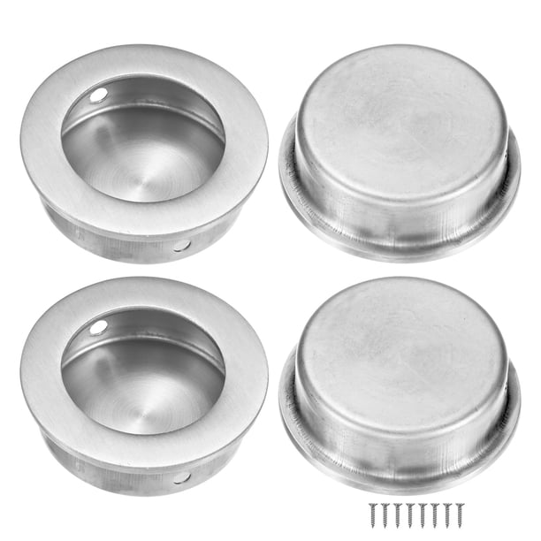 Uxcell 4-Pack Tiradores Empotrados, 1.57 Pulgadas Manijas de Puerta Corrediza de Acero Inoxidable para Puertas de Granero