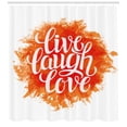 thumbnail image 3 of Ambesonne Live Laugh Love Shower Curtain, Cheerful Phrase, 69"Wx84"L, Orange White, 3 of 3