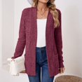 thumbnail image 3 of Women's Solid Color Long Sleeve Length Cardigan Sweater Coat Top with Pockets for Spring and Fall Seasons, Casual Layering for Daily Use,Wine,2XL, 3 of 8