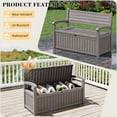 thumbnail image 4 of Nihsuao 80 Gallon Plastic Storage Bench Made of Durable Weatherproof Resin, Deck Box Lockable Storage Compartment for Outdoor Patios & Lawns, Gray(Wood-grain), 4 of 9