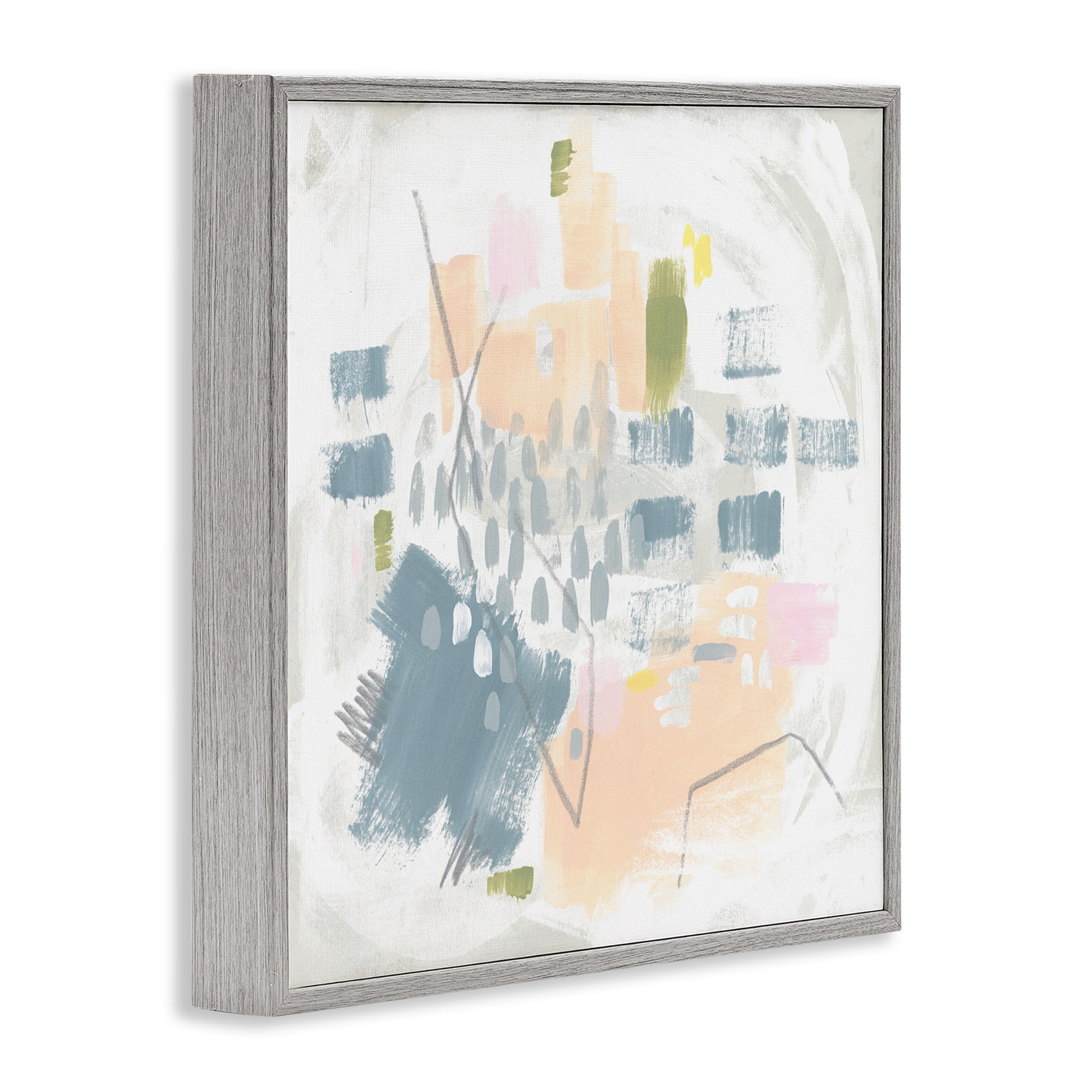 Stupell Industries Centric Pastel Pattern Abstract Painting Gray Framed Art Print Wall Art, 24 x 24