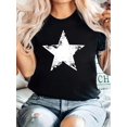 thumbnail image 1 of Camiseta con estampado de estrellas, manga corta y cuello redondo, informal, para verano y primavera, ropa de mujer, camisetas informales., 1 of 9