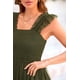 thumbnail image 5 of Vestido PRETTYGARDEN de tul midi sin mangas con volantes verde militar S, 5 of 9
