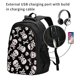 thumbnail image 2 of Balery black white Skull bone Mochila con carga USB para hombre y mujer - Mochila impermeable y antirrobo para laptop con puerto USB para viajes, trabajo, 2 of 7