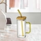 thumbnail image 3 of Taza cuadrada,Vaso de vidrio cuadrado 400ml Vasos de vidrio para beber, Tapas y Mango para Pajitas,Botella de vidrio para beber Vasos transparentes,Taza de té transparente Estilo C, 3 of 9