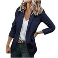 thumbnail image 2 of Meichang Blazer for Women Business Casual Single Button Jacket Elegant Lapel Collar Cardigan Long Sleeves Office Blazer with Pocket, 2 of 9