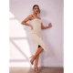 thumbnail image 4 of Vestido Midi Ajustado de Punto Acanalado A Rayas para Mujer, Sin Mangas, para Vacaciones, Verano 2025, Color Caqui, Talla M, 4 of 9