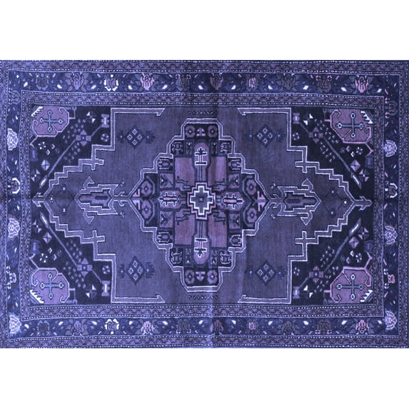 Ahgly Company Machine Washable Indoor Rectangle Persian Blue Traditional Area Rugs, 5' x 7'