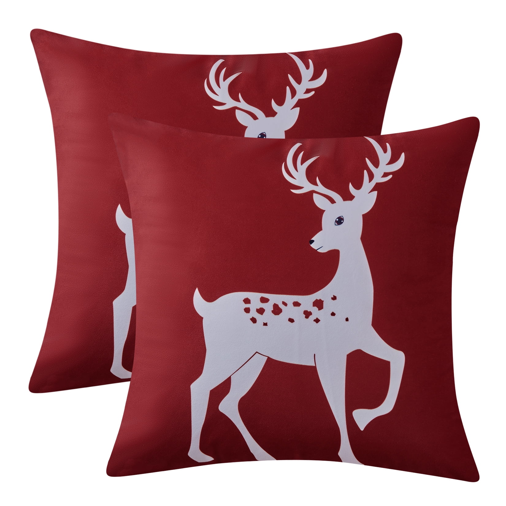 GlowSol Throw Pillow Covers 20"x20" Farmhouse Deer Rustic Christmas