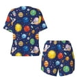 thumbnail image 5 of Qekee Space Planet Women's Pajama Set Short Sleeve Sleepwear Summer Home Wear with Pockets Soft Short Sleeve Shirt - Space Planet, 5 of 9