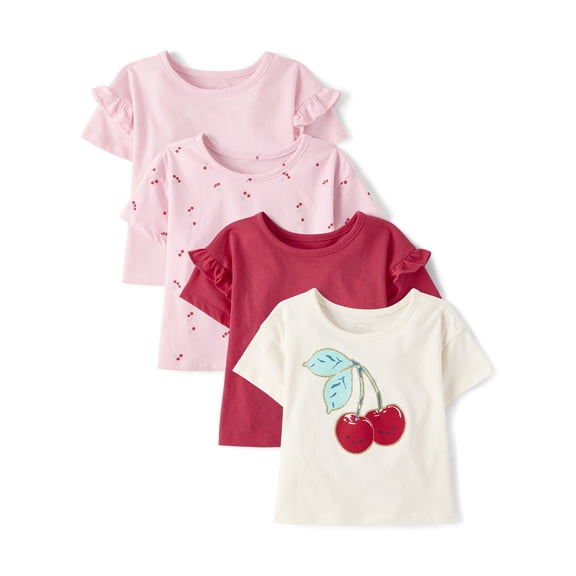 The Children's Place Toddler Girls Short Sleeve Cherry Tee, 4-Pack, Sizes 12M-5T