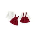 thumbnail image 2 of BemeyourBBs Toddler Baby Girls Fall Winter Outfit Rib Knit Shirt Tops with Corduroy Overall Dress Clothing Set, 2 of 9