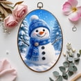 thumbnail image 7 of Canvas Wall Art Snowman Winter Let It Snow Blue Outside Yard Decoration Blue Knitted Oval Framed Canvas Prints Vintage Wall Hanging Decor for Home Decorations 8.6"x11.4", 7 of 7