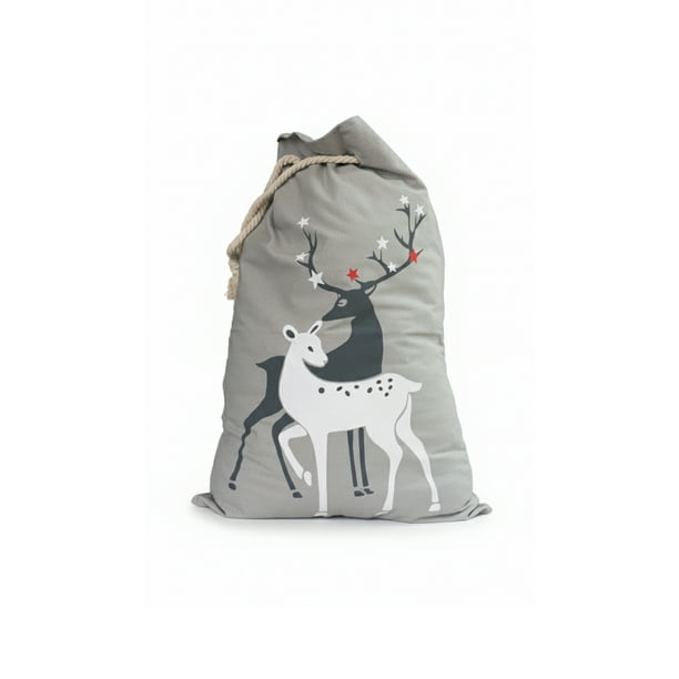 Bolsa Navideña Costal Para Regalos Amplia 70×50 cm Costal de Tela Reutilizable para Envolver Regalos Navideños