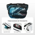 thumbnail image 5 of Picia 3D Realistic Shark Print Square Double-Layer Waist Bag Mini Adjustable Waist Belt Bag Exercise Running Travel Hiking, 5 of 9