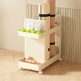 thumbnail image 2 of SIYTUAU Beige Yoga Mat Storage Basket Household Cart Fitness Equipment Organizer Rack For Badminton Racket Towel Shelves Beige, 2 of 7