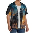 thumbnail image 2 of Fuzoiu Moonlit Night Sky Wolf Print Men's Casual Short,Men's Short Sleeve Shirt,Mens Casual Button Down Shirts,Cuban Collar Summer Shirt for Beach, Vacation, and Outdoor Activities-4X-Large, 2 of 5