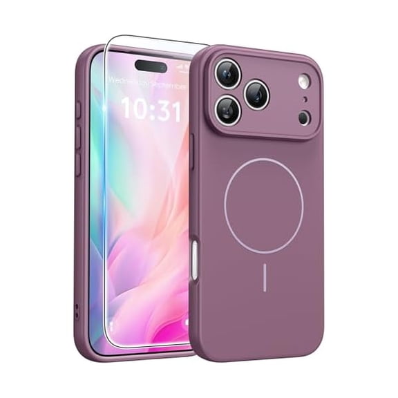 Eryueer for iPhone 17 Pro Max Case: [Compatible with Magsafe] Integrated Silicone Phone Cases with [Full Camera Protection] [Screen Protector] Military Grade Shockproof Protective Cover - Full Purple